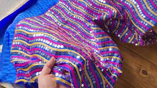 〔1m切り売り〕インドのスパンコールクロス布〔112cm〕 - 青紫【MB-RSCLTH-753】