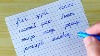 10 Fruit names | Learn to write English cursive writing for beginners | Learn English words