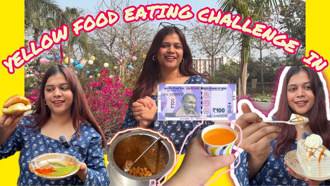 Eating ONLY Yellow Food For ₹100 In Indian Market 😭💛 Can I Survive on Just Yellow Food ?😌👀