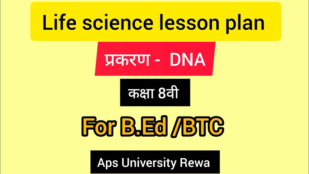DNA / life science lesson plan 202324 LIFE SCIENCE LESSON PLAN for b