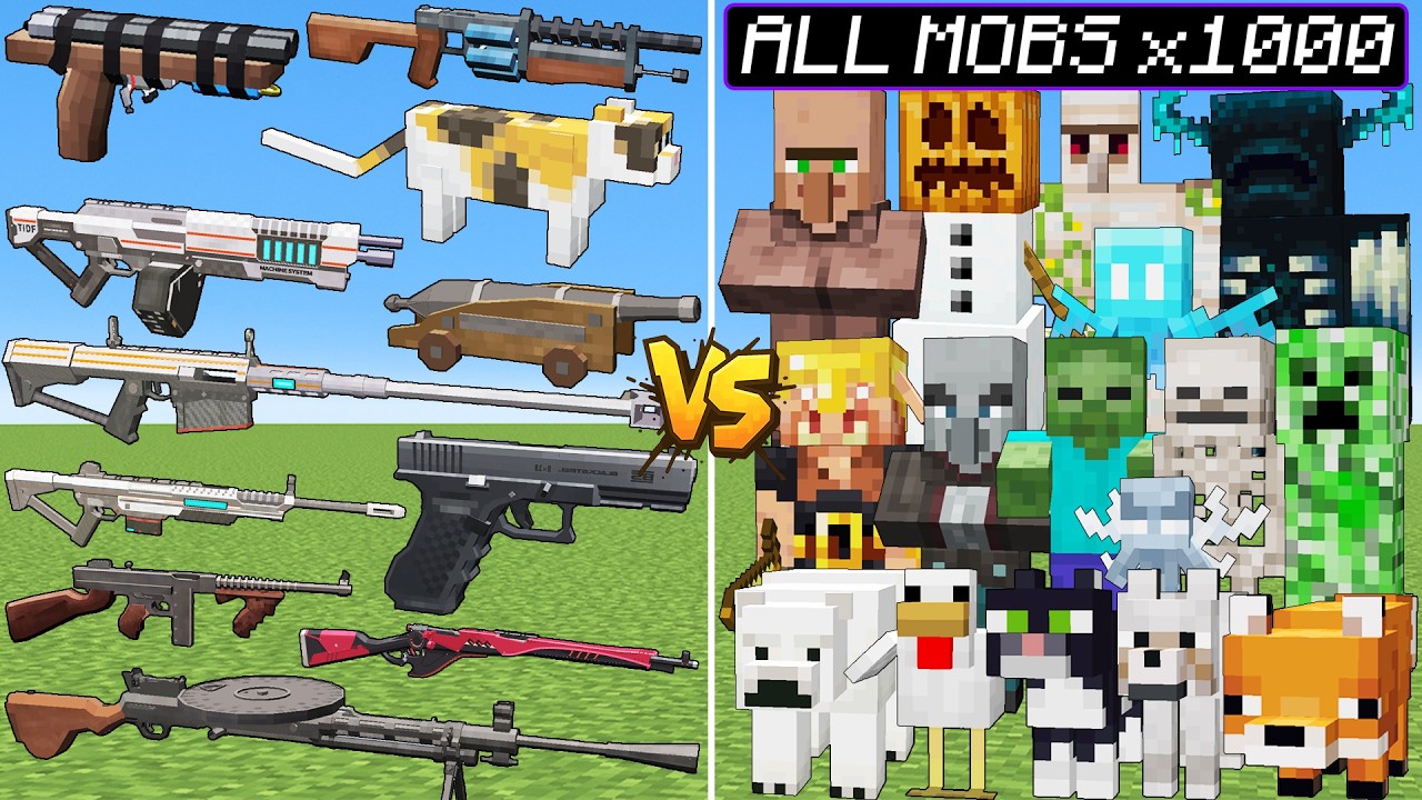 What TaCZ Random Gun Can Defeat The Most All Minecraft Mobs Army?
