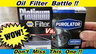 Napa Platinum PFL4100255 Oil Filter Cut Open vs. Purolator Boss PBL22500 Oil Filter Cut Open