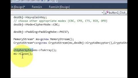 Visual C++ Tutorial 20 -Windows Forms Application: Encrypt data from simple string Part 2
