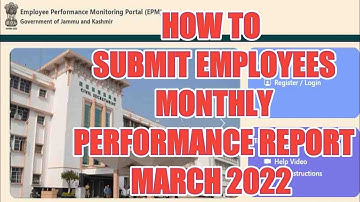 How to submit monthly performance report / March 2022 / epm portal