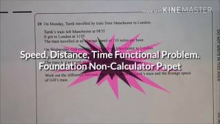 Speed,  Distance,  Time Functional Question: Foundation Non-Calculator Paper New 9-1 GCSE