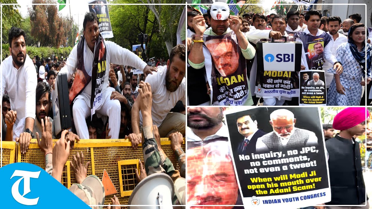 Indian Youth Congress activists hold a protest in New Delhi