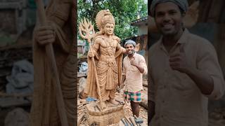 Indradev in Wood 🔱🔥| Wooden Indradev Idol Making | Wooden God Idols | #shorts #indradev #idol #wood