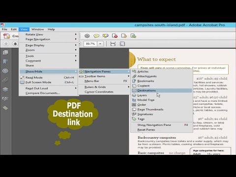 How to create PDF Destination link by using adobe acrobat pro