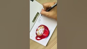 Copic Marker Tutorial for beginners | How to draw a cappuccino with alcohol markers #shorts