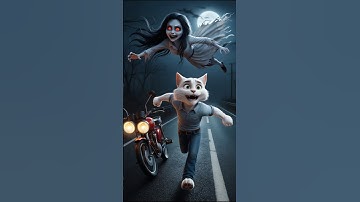 The scary night of Chintu and Bhootni 👻🏍️ #ai #ghost #kitten #viralvideo #funny #horror stories