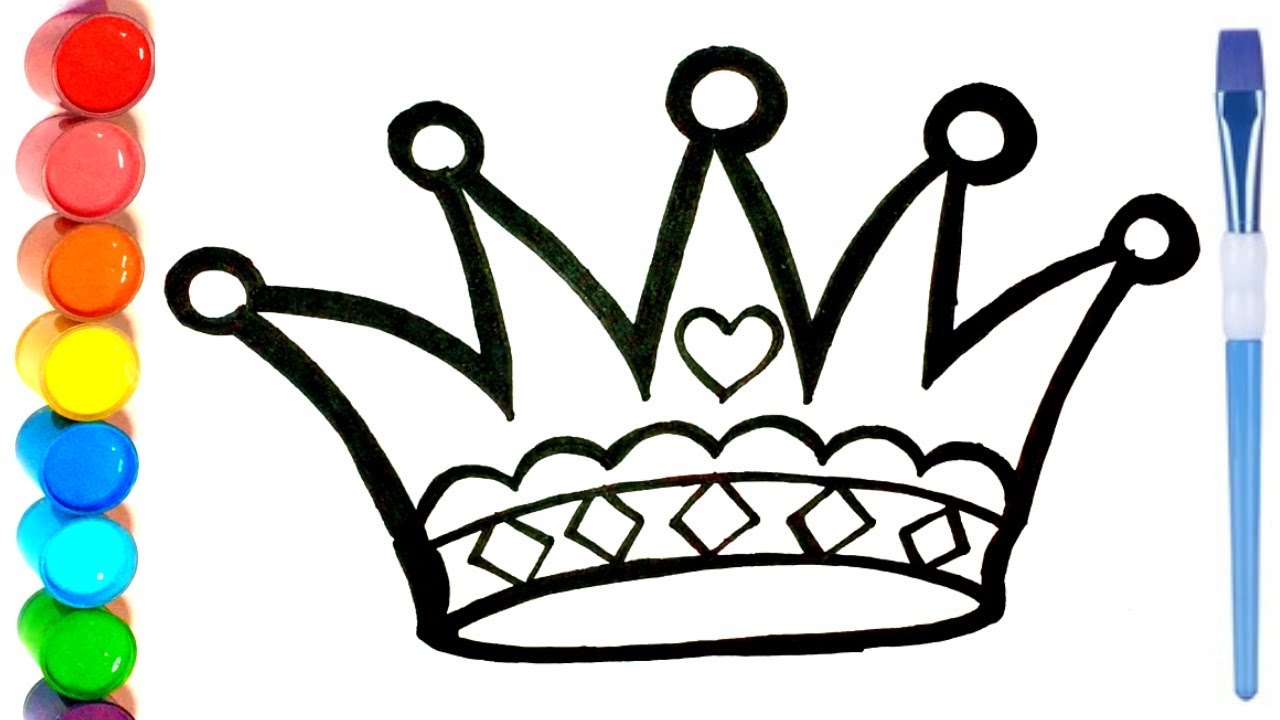 Glitter Princess Crown Drawing and Painting for kids/toddlers. How to ...