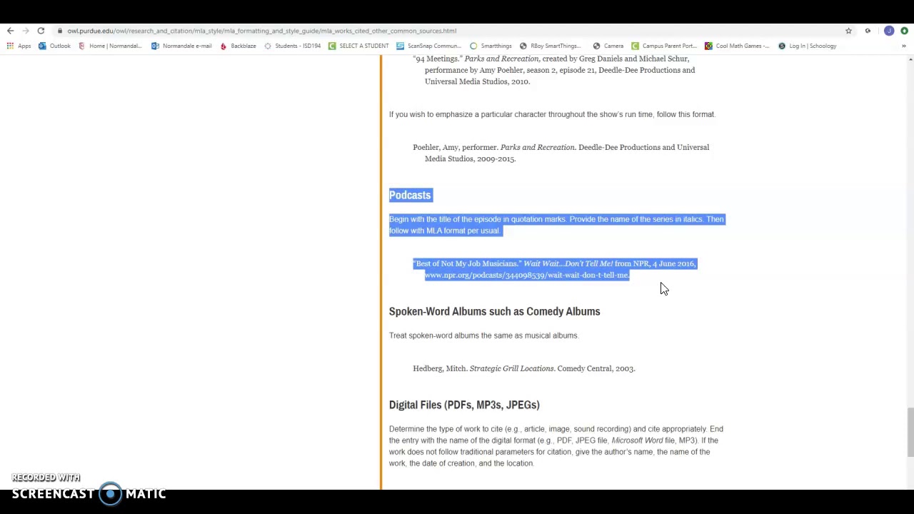 mla youtube citation purdue owl