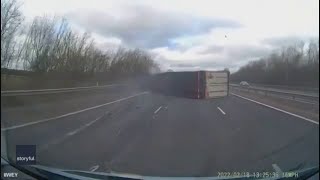 Watch: Powerful Winds Topple Truck In England