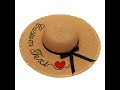 Embroidery personalized custom text logo women sun hat straw outdoor fringe style beach summer cap