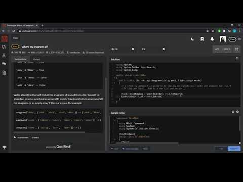 Codewars 1: Anagrams C#