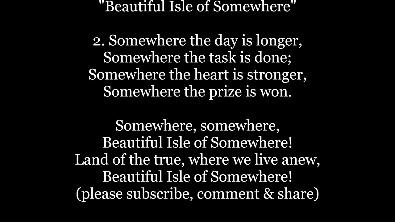BEAUTIFUL ISLE Of SOMEWHERE hymn Lyrics Words text William McKinley