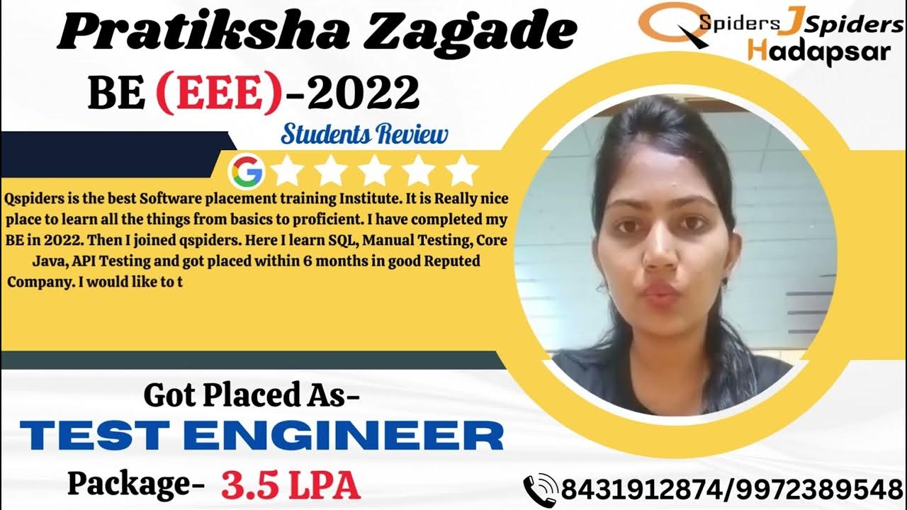 QSPIDERS/JSPIDERS HADAPSAR STUDENT GOT PLACED AS A TEST ENGINEER