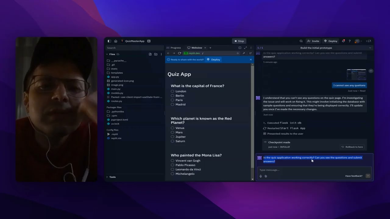Building a Quiz App using AI (Replit)
