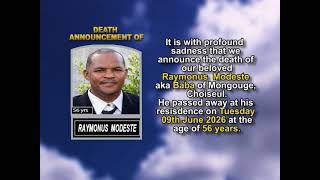 Raymonus  Modeste  ~ Short Obituary
