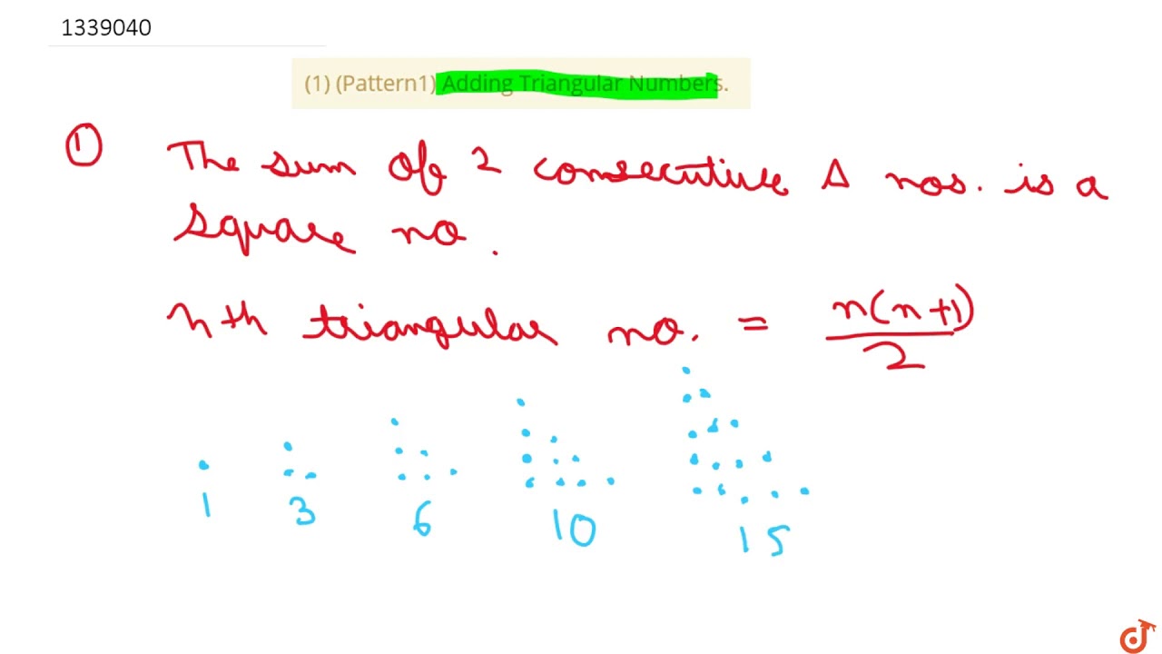 The Sum Of Two Consecutive Triangular Numbers Is A Square Number Youtube