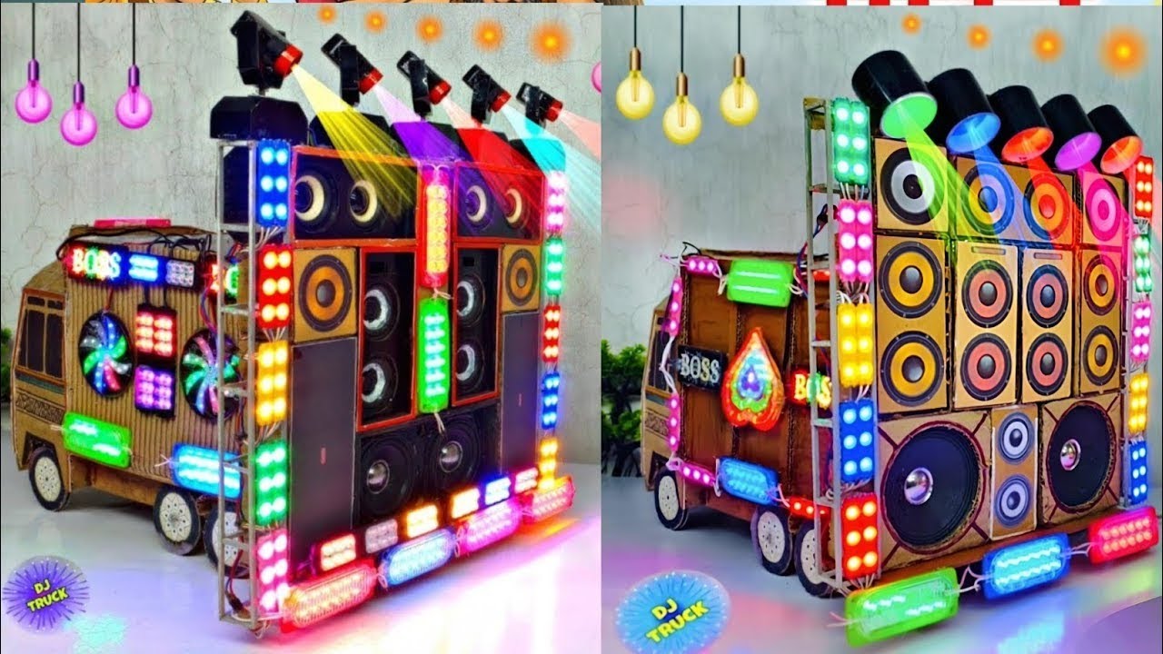 Mini Dj Truck Setup Loading at-home byCardboard Making Dj truck and light |Big Dj Setup dj truck