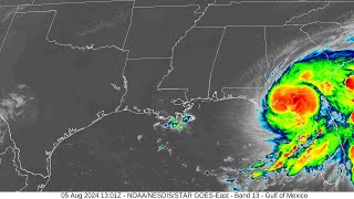 2024 Debby - 2 Kilometer Resolution Infrared Satellite Imagery Animation (HD 1920x1080)