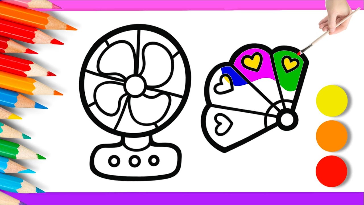 Раскраска-веер и ручной веер для детей | Простой урок рисования и раскрашивания