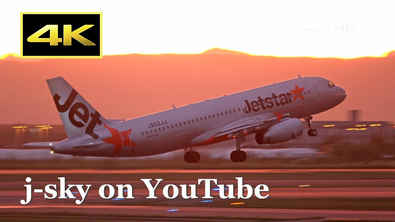 [4K] Beautiful Sunset New Chitose Airport Jetstar Japan Airbus A320-232 ...