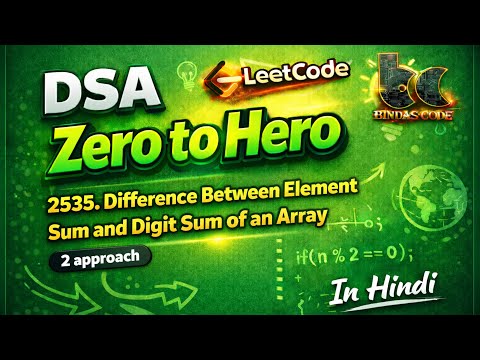 LeetCode 2535 | Difference Between Element Sum & Digit Sum | Easy Java Solution | DSA Zero to Hero