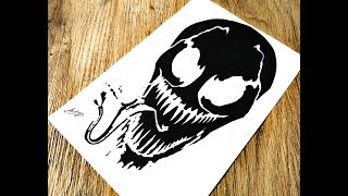 venom marvel silhouette step drawing draw hardy tom