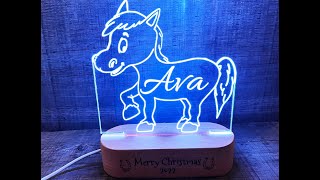 These custom Pony night lights are cut and engraved creating a beautiful night light