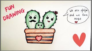 drawing drawings easy quick draw fun cactus cartoon tutorial sketches beginners very