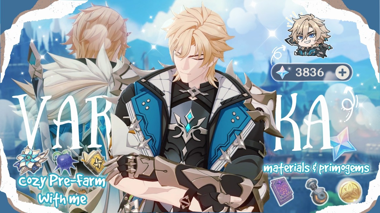 pre-farm Varka with me ˙✧°🐺 ༘ ⋆˚ farming primogems & materials + final prep ⋆˚🐾° cozy genshin impact