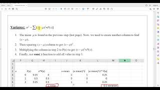 Mean & Variance of Probability Distribution - Using Excel