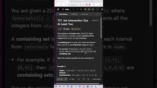757. Set Intersection Size At Least Two | Editorial | Leetcode #coding #dailychallenge #dsa