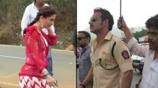 Spotted Ajay Devgn And Kareena Kapoor On The Sets Of Singham 2 1080I