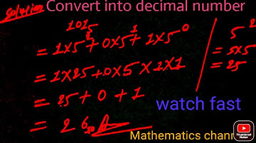 Convert 101 base 5 into decimal number system// Mathematics channel// Mathematics solutions