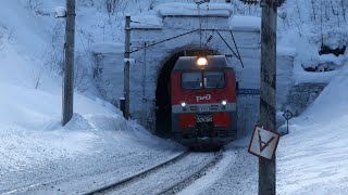 Сборник поездов. Горы, туннели, толкачи и снега. Линия Абакан - Тайшет Красноярской железной дороги.