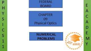 Physics| Class 11| Chapter 9| Physical Optics| Numerical Problems