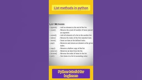 List Methods in python #shorts #youtube shorts #python #python programming