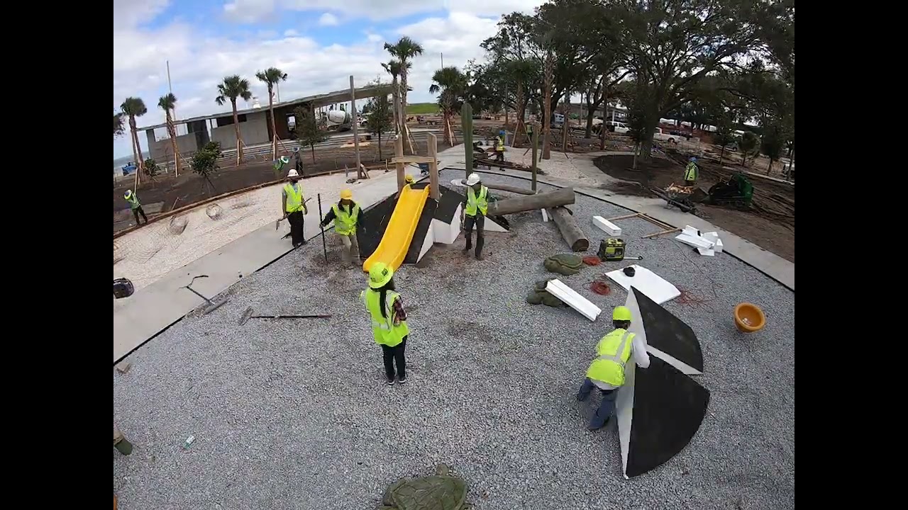 ForeverLawn Texas Custom PlayMound Installation around Playground Equipment