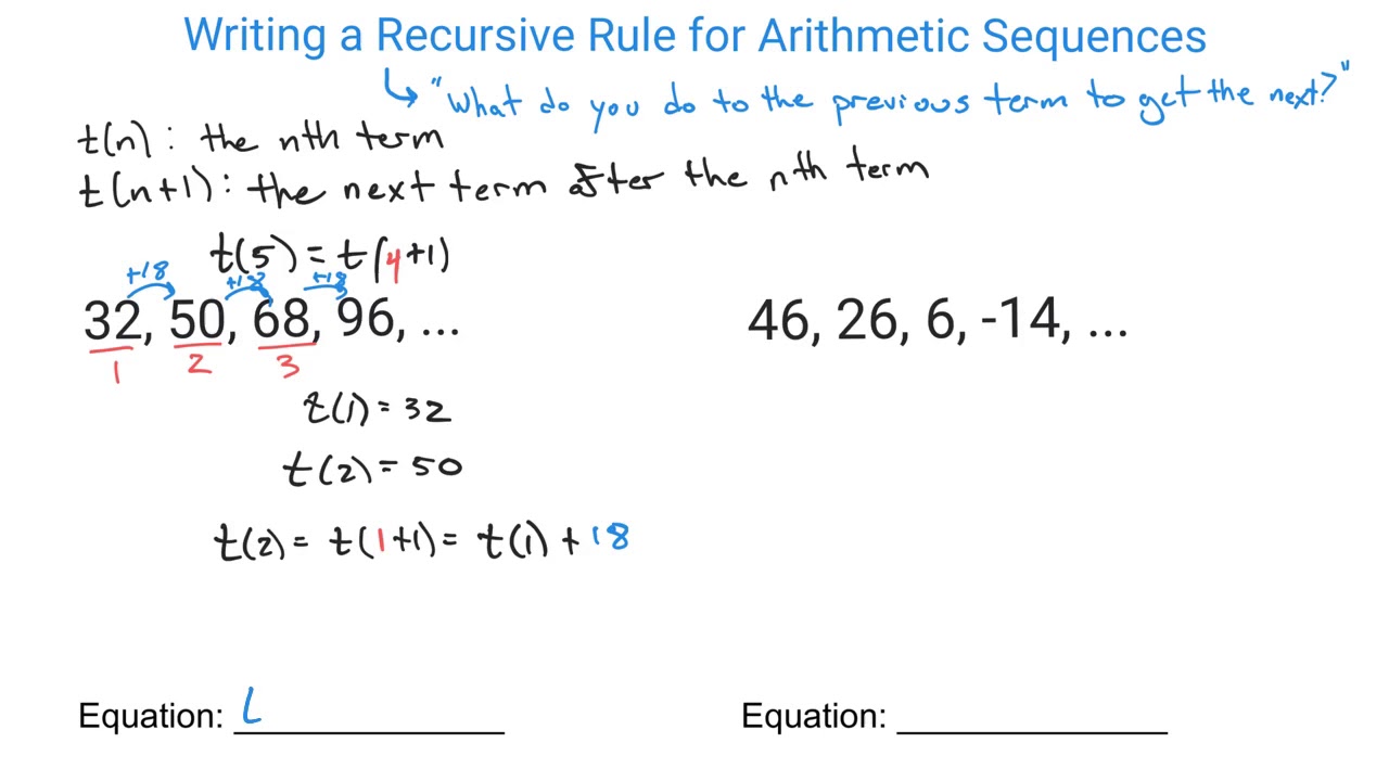 Write a Recursive Rule for an Arithmetic Sequence