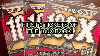 FIRST 3 TICKETS OF THE 100X BOOK! $60 in CA Scratchers