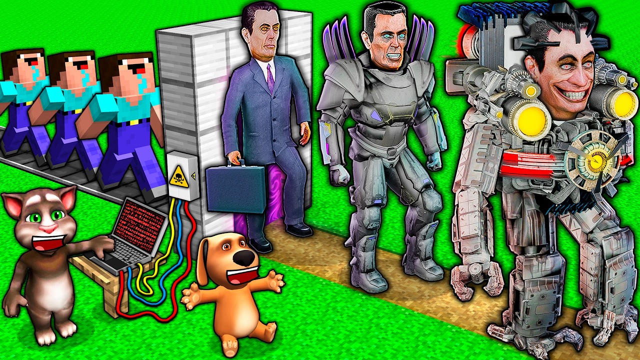 SECRET UPGRADE of G-MAN TITAN BOSS SKIBIDI TOILET vs SPEAKER MAN and TV MAN in MINECRAFT animation