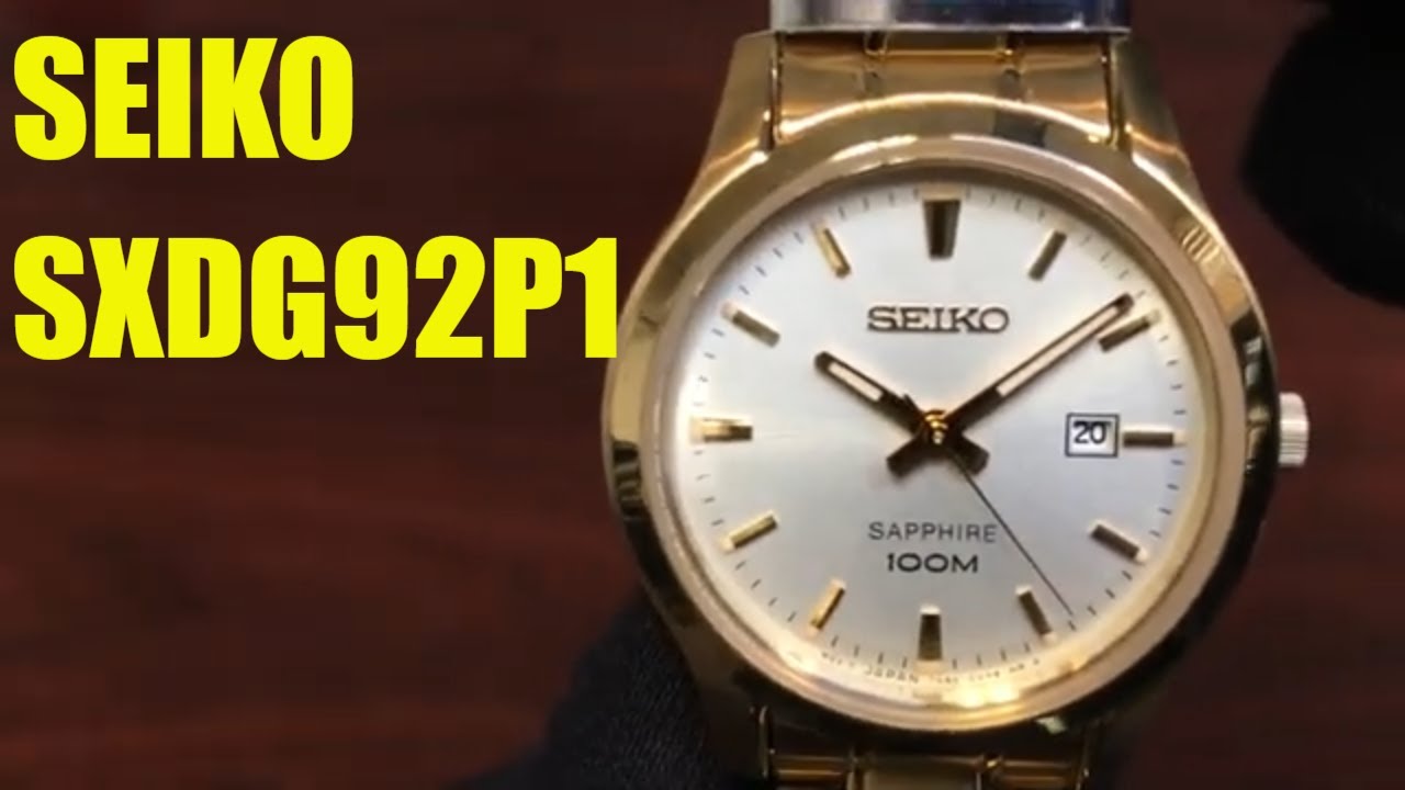 Seiko Gold Tone Steel Sapphire Crystal Classic Watch SXDG92P1 - YouTube