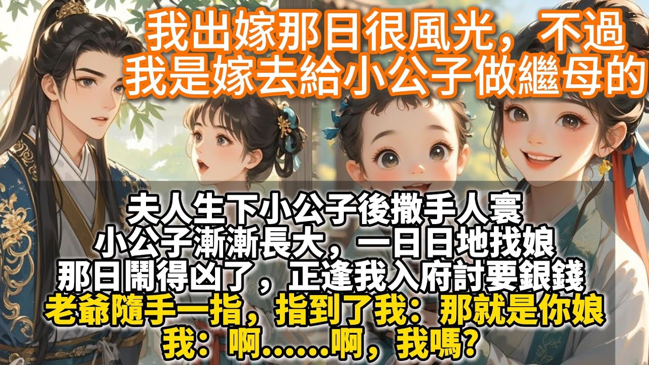 完結娓娓道來現實情感文：我出嫁那日很風光，不過我是嫁去給小公子做繼母的。夫人生下小公子後撒手人寰。小公子漸漸長大，一日日地找娘。那日鬧得凶了，正逢我入府討要銀錢。老爺隨手一指指到了我。那就是你娘。