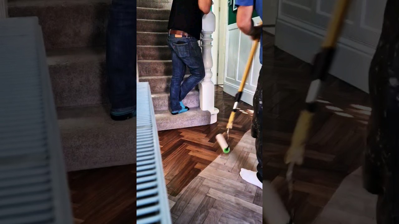 Floor Finishing - Lacquering Herringbone (Walnut Parquet)