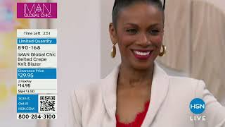 IMAN Global Chic Belted Crepe Knit Blazer