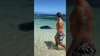 Rhys with stingray at Hamelin Bay