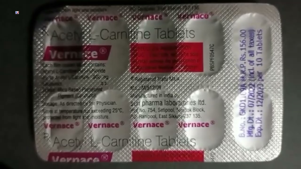 vernace acetyl l carnitine tablets 500mg Tablet Exporters and Suppliers from Mumbai Vernace - Strip of 10